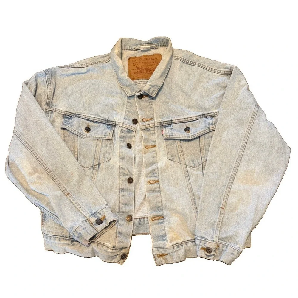 Vintage 90s Levi's Denim Trucker Jacket Mens Light Wash Denim  4834 Large Cotton